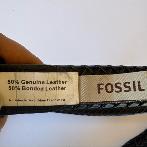 Fossil Maddox Men's Black Braided Leather Belt size 38 - Picture 7 of 9
